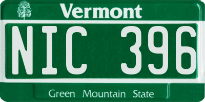 VT license plate NIC396