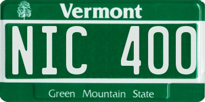 VT license plate NIC400