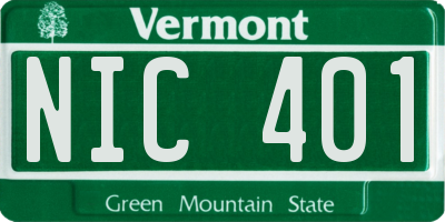 VT license plate NIC401