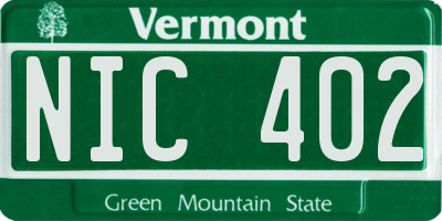 VT license plate NIC402
