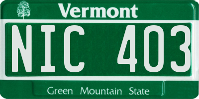 VT license plate NIC403