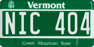 VT license plate NIC404