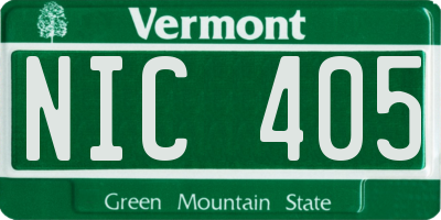 VT license plate NIC405