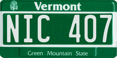 VT license plate NIC407