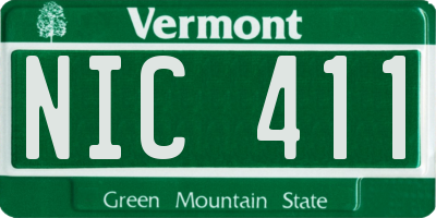 VT license plate NIC411