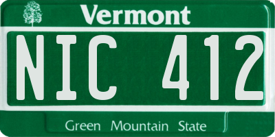 VT license plate NIC412