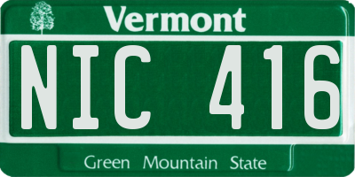 VT license plate NIC416