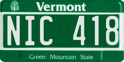 VT license plate NIC418