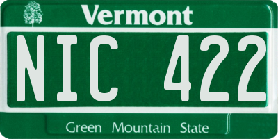 VT license plate NIC422