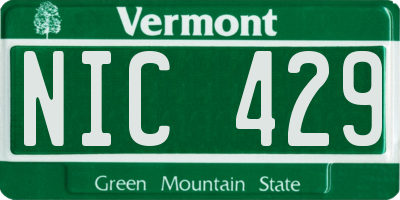 VT license plate NIC429