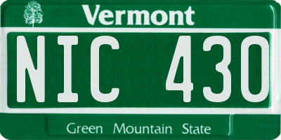VT license plate NIC430