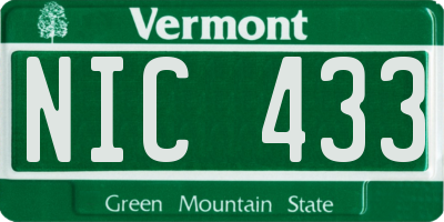 VT license plate NIC433