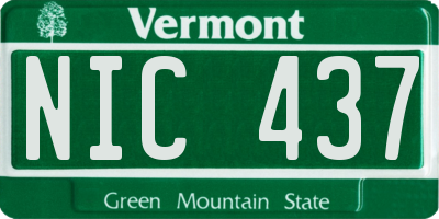 VT license plate NIC437
