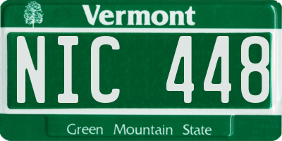 VT license plate NIC448