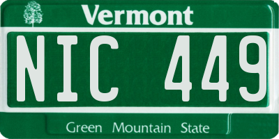 VT license plate NIC449