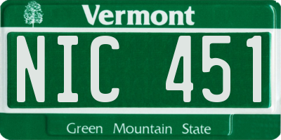 VT license plate NIC451