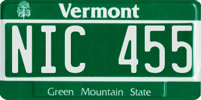 VT license plate NIC455