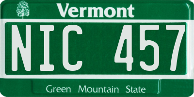 VT license plate NIC457