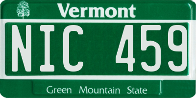 VT license plate NIC459