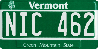 VT license plate NIC462