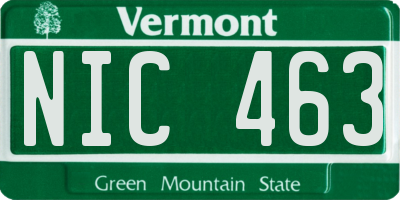 VT license plate NIC463