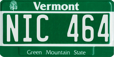 VT license plate NIC464