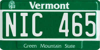 VT license plate NIC465