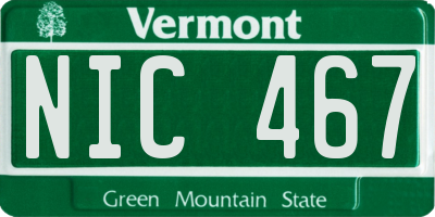 VT license plate NIC467