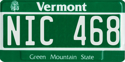 VT license plate NIC468