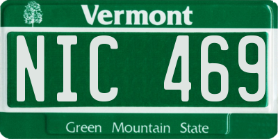 VT license plate NIC469