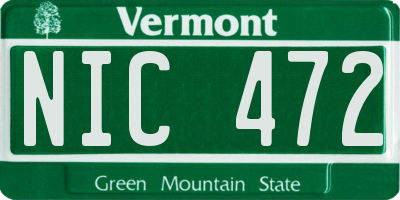 VT license plate NIC472