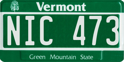 VT license plate NIC473