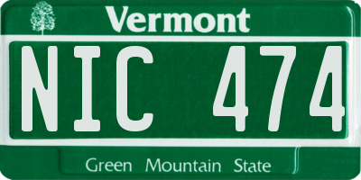 VT license plate NIC474