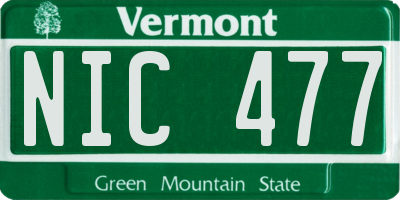VT license plate NIC477