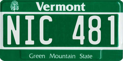 VT license plate NIC481