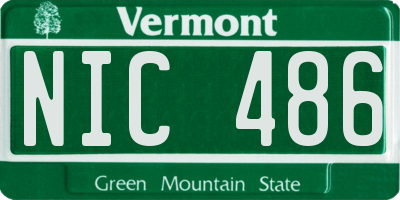 VT license plate NIC486
