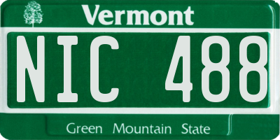 VT license plate NIC488
