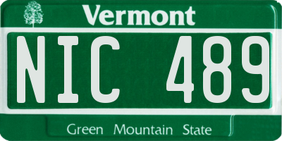 VT license plate NIC489