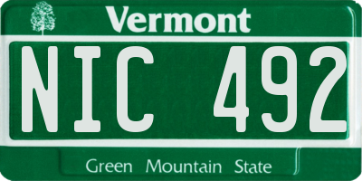 VT license plate NIC492