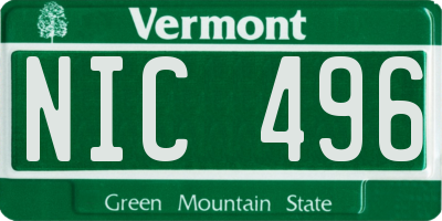 VT license plate NIC496