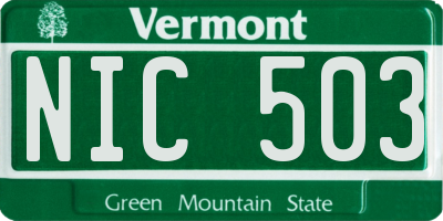 VT license plate NIC503
