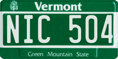 VT license plate NIC504