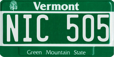 VT license plate NIC505