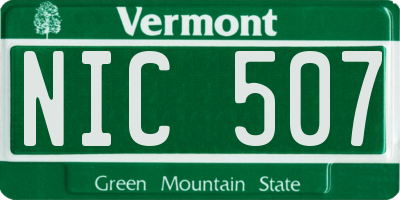 VT license plate NIC507