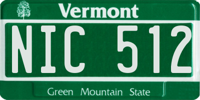 VT license plate NIC512