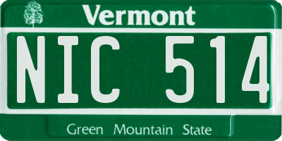 VT license plate NIC514