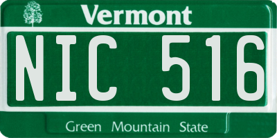 VT license plate NIC516