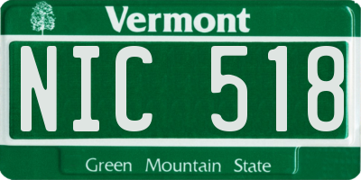 VT license plate NIC518