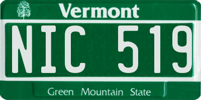 VT license plate NIC519