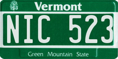 VT license plate NIC523